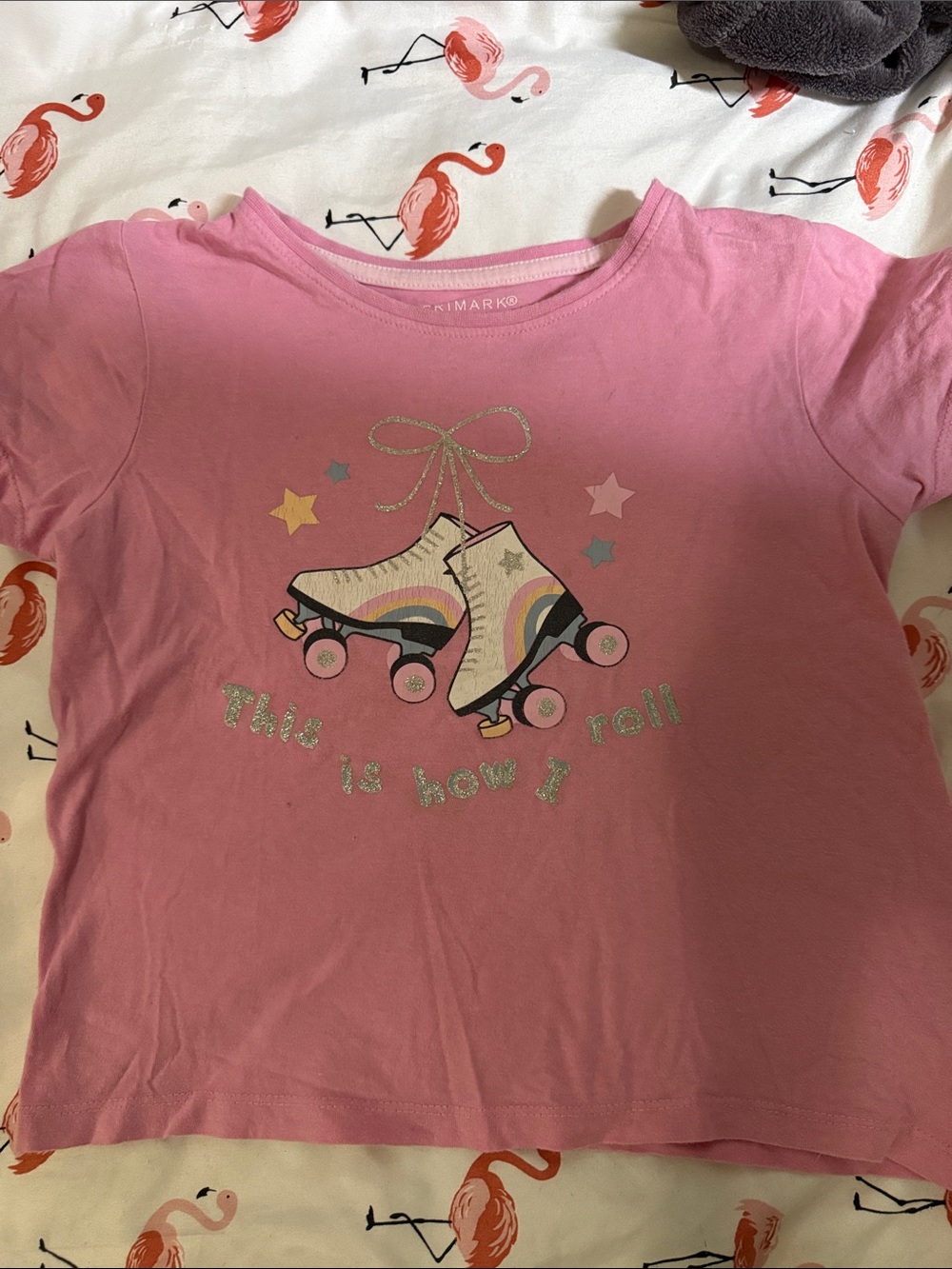 Primark Pink Roller Skate Graphic Tee 4-5years